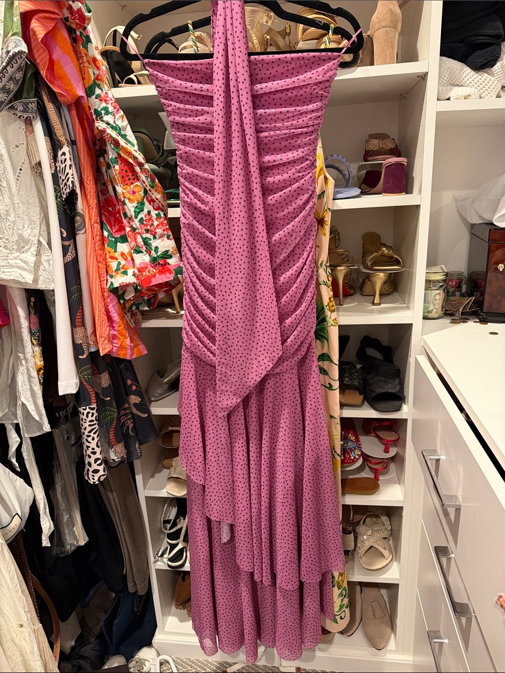 Zara Lilac Polka Dot Halter Maxi Dress